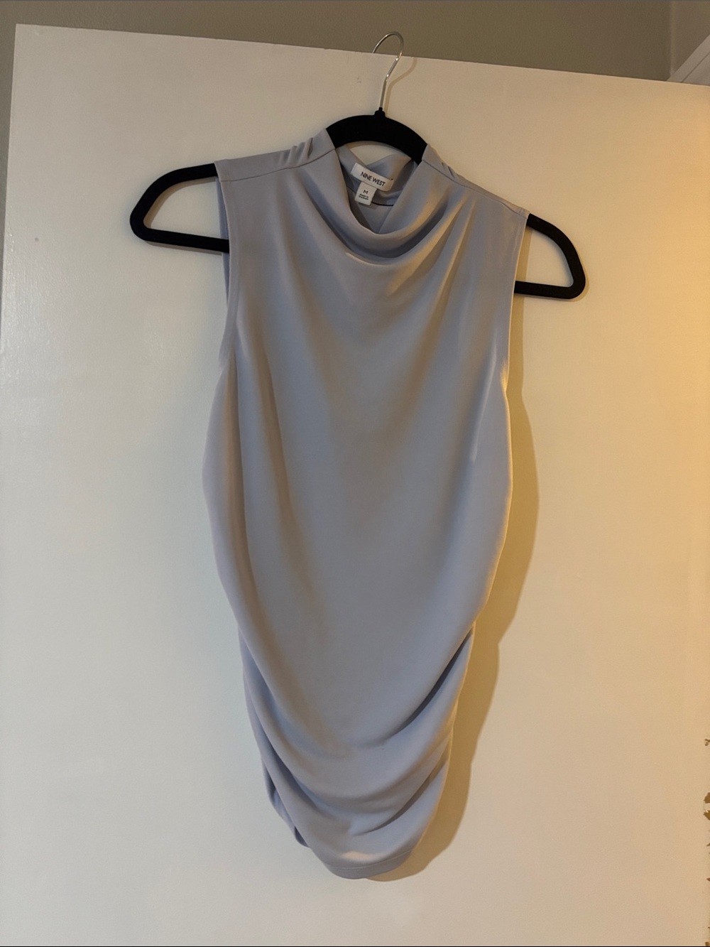Nine West Sleeveless Drape Neck Tunic in Light Gray